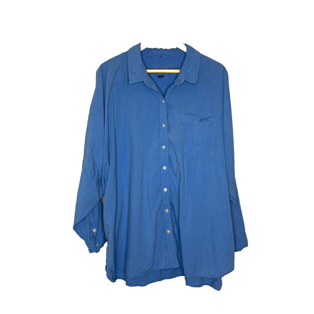 Women's XL American Eagle Blue Button Down Cotton Blend Oversized Shirt